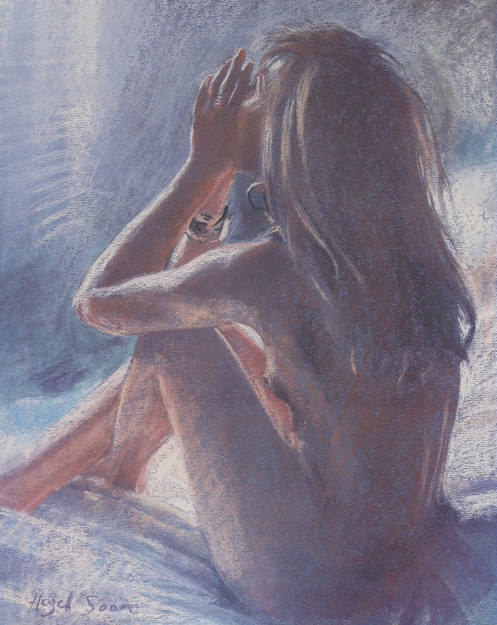 Hazel Soan, pair of pastels, Nude studies, 50 x 40cm